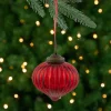 Northlight Pendants & Drops>3" Red Crackle Glass Onion Christmas Ornament