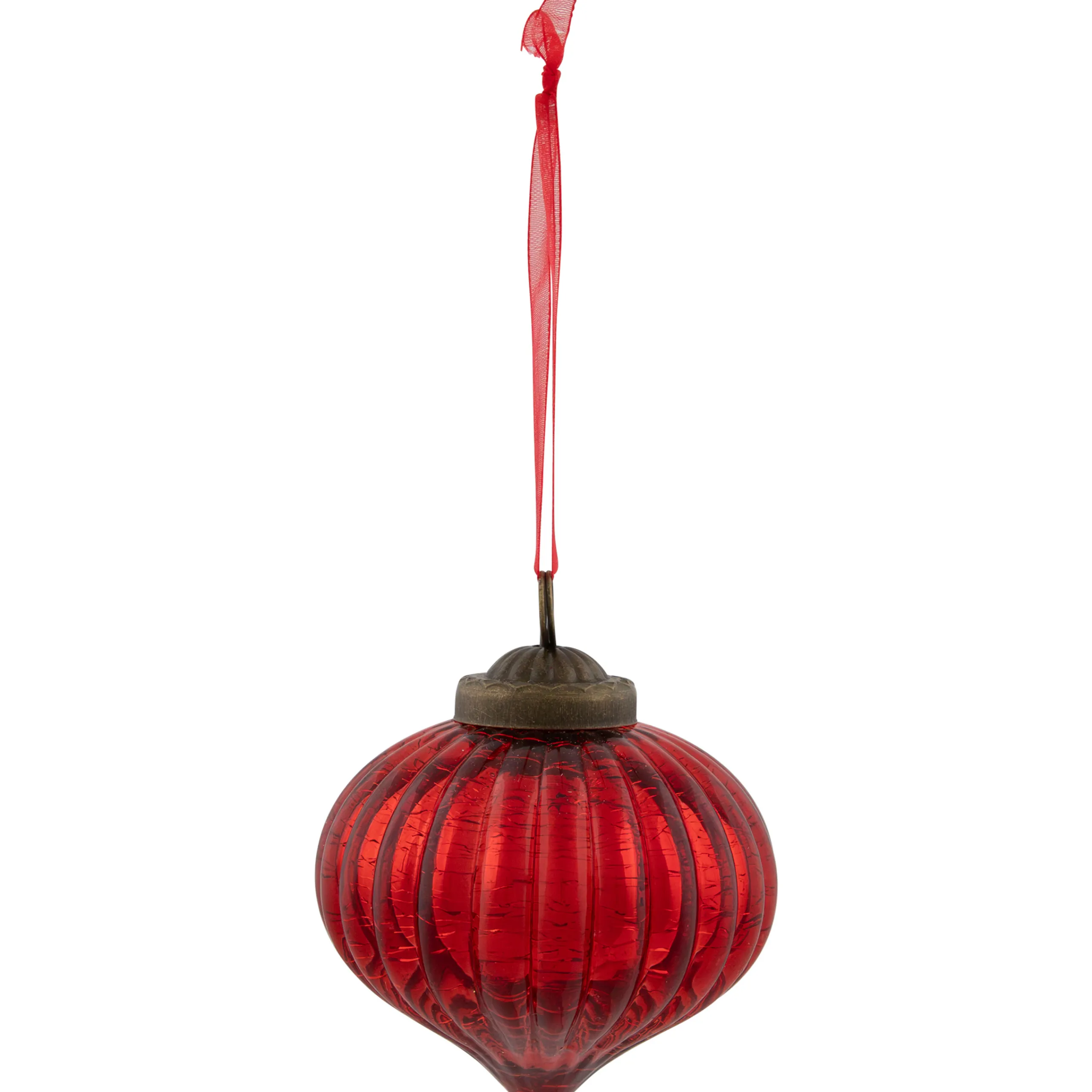 Northlight Pendants & Drops>3" Red Crackle Glass Onion Christmas Ornament