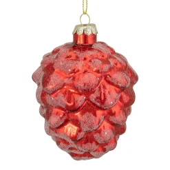Northlight Pine Cones>3.25" Red Frosted Pine Cone Glass Christmas Ornament