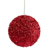 Northlight Balls>6" Red Glitter Christmas Ball Ornament