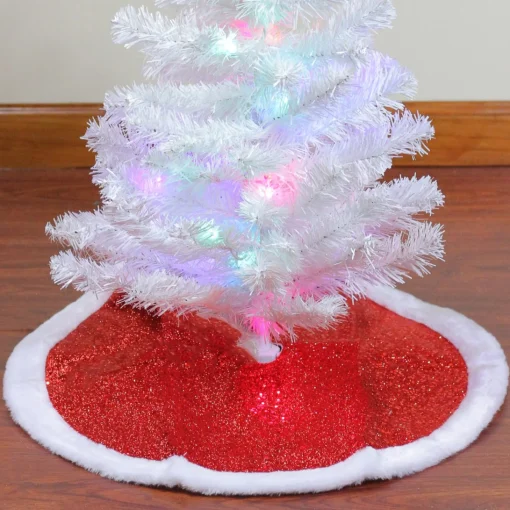 Mini Tree Skirts*Northlight 20" Red Glittered Mini Christmas Tree Skirt With A Faux Fur Trim