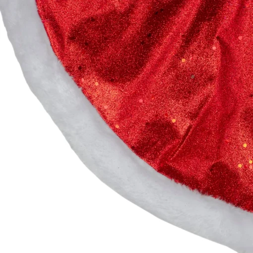 Mini Tree Skirts*Northlight 20" Red Glittered Mini Christmas Tree Skirt With A Faux Fur Trim