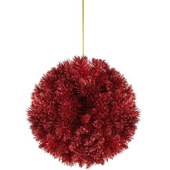 Northlight Balls>6" Red Glittered Pine Christmas Ball Ornament
