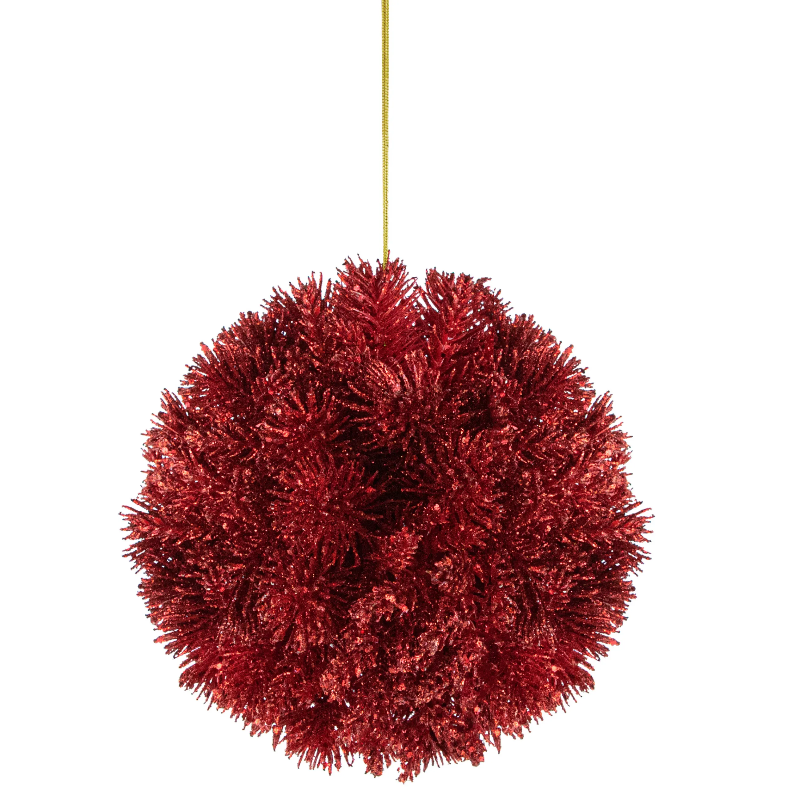 Northlight Balls>6" Red Glittered Pine Christmas Ball Ornament