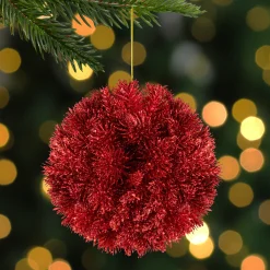Northlight Balls>6" Red Glittered Pine Christmas Ball Ornament