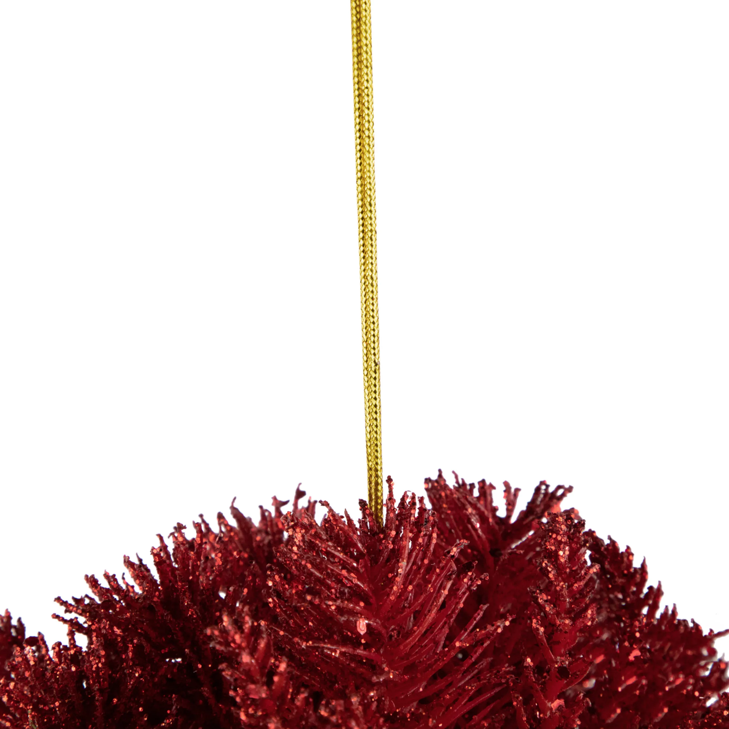 Northlight Balls>6" Red Glittered Pine Christmas Ball Ornament