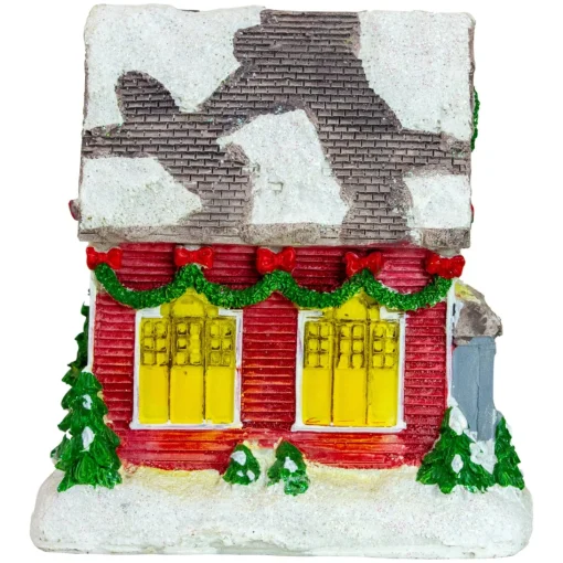 Christmas Villages*Northlight 5" Red Led Lighted Snowy House Christmas Village Decoration