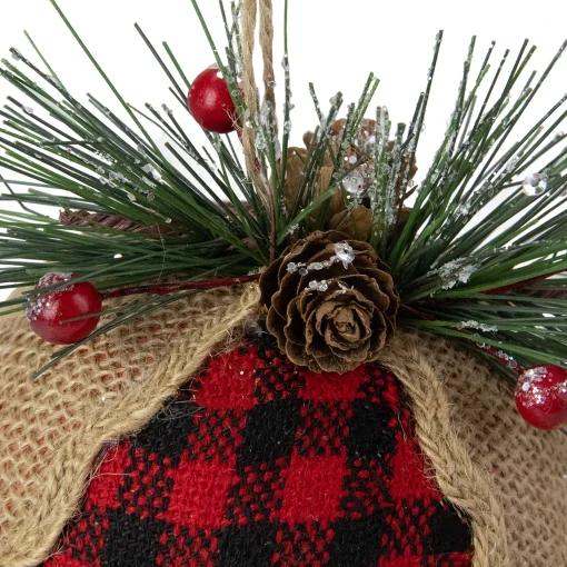 Northlight Stockings>5.75" Red Plaid And Burlap Christmas Stocking Ornament