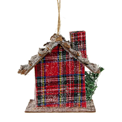Northlight Woodland>4.25" Red Plaid And Pine Needle Rustic Birdhouse Christmas Ornament