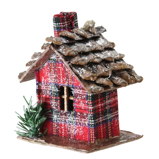 Northlight Woodland>4.25" Red Plaid Country Cabin Christmas Ornament