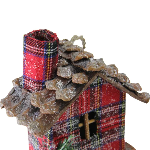 Northlight Woodland>4.25" Red Plaid Country Cabin Christmas Ornament