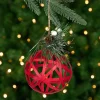 Northlight Balls>5" Red Rattan Style Metal Christmas Ball Ornament