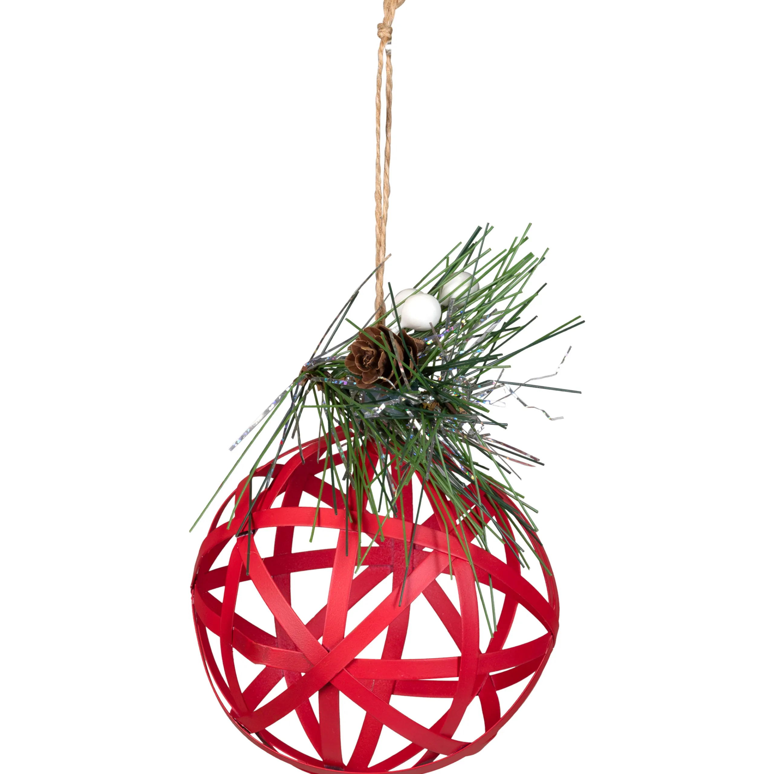 Northlight Balls>5" Red Rattan Style Metal Christmas Ball Ornament