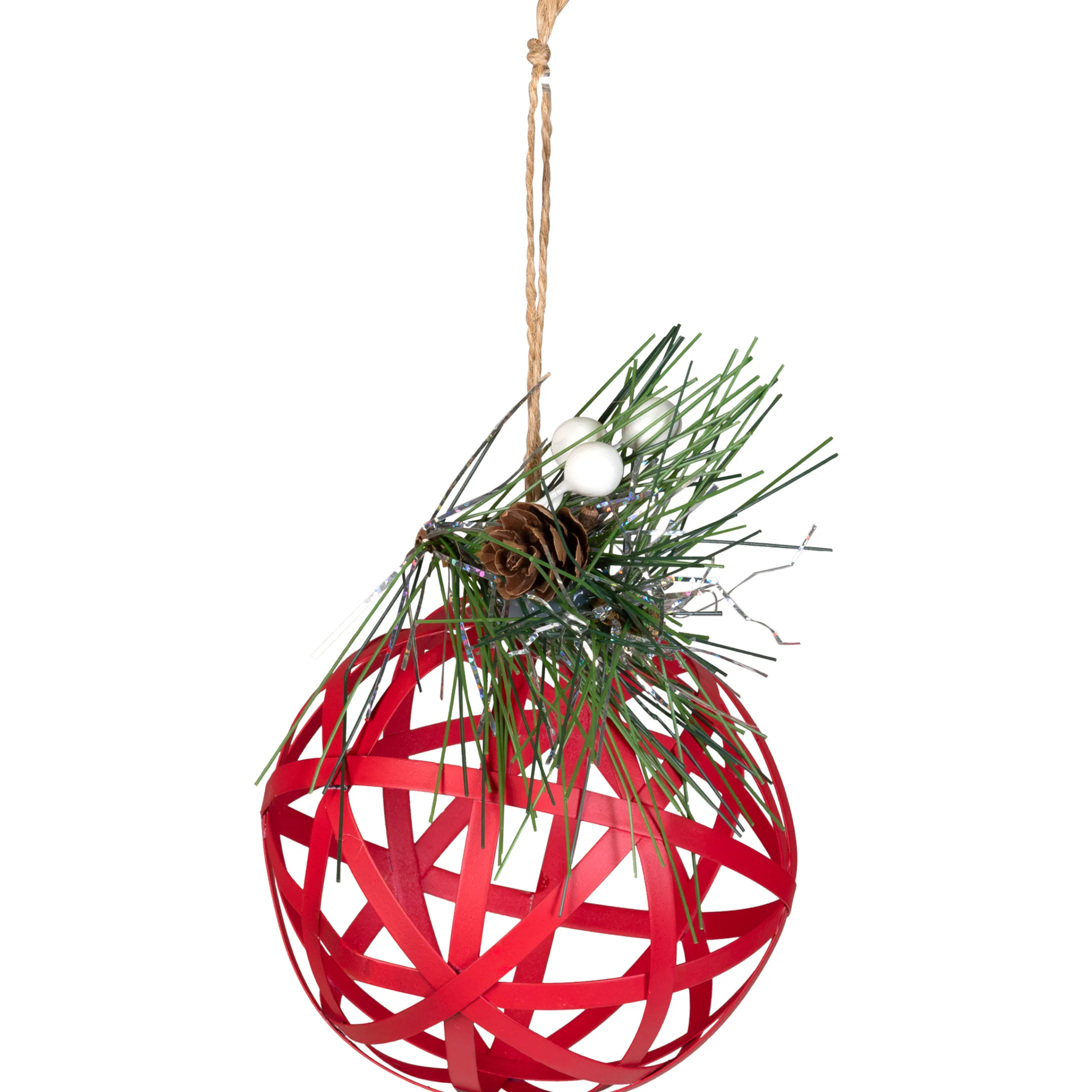 Northlight Balls>5" Red Rattan Style Metal Christmas Ball Ornament