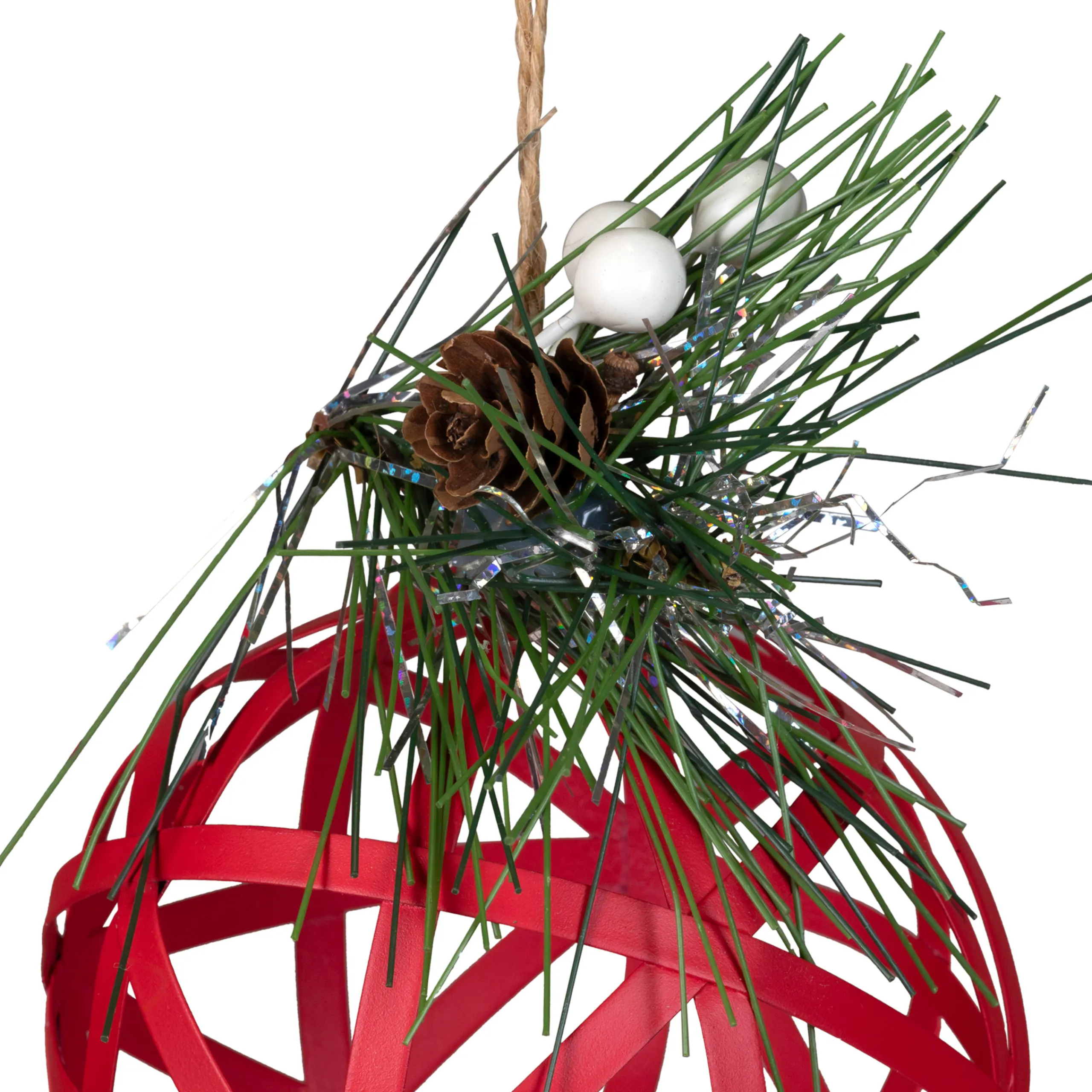 Northlight Balls>5" Red Rattan Style Metal Christmas Ball Ornament
