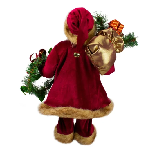 Santa Figures*Northlight 18" Red Santa Claus Holding A Wreath And Gift Bag Christmas Figurine