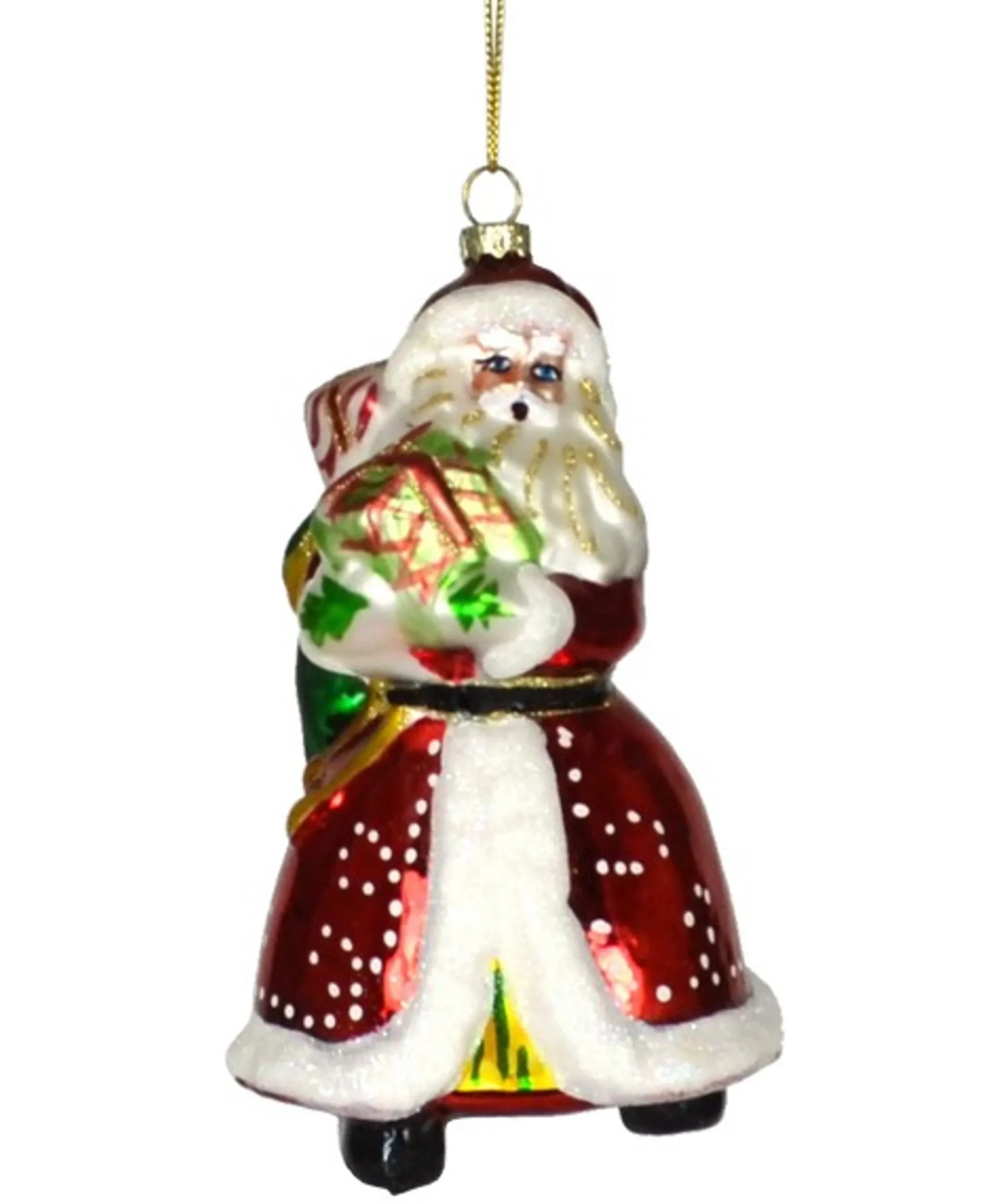 GC Home & Garden Santa Claus>6.5" Red Santa's Surprises Hand Blown Glass Hanging Figurine Ornament