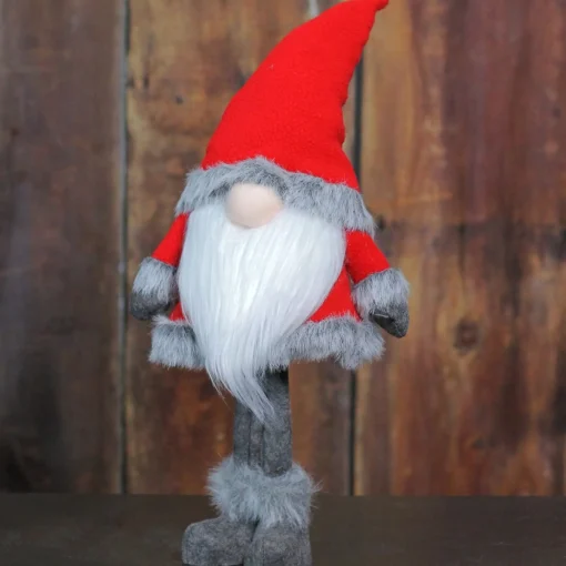 Gnomes*Northlight 28" Red Standing Christmas Santa Claus Gnome With Gray Faux Fur Trim