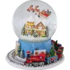 Snow Globes*Northlight 6.5" Revolving House With Santa And Train Musical Christmas Snow Globe