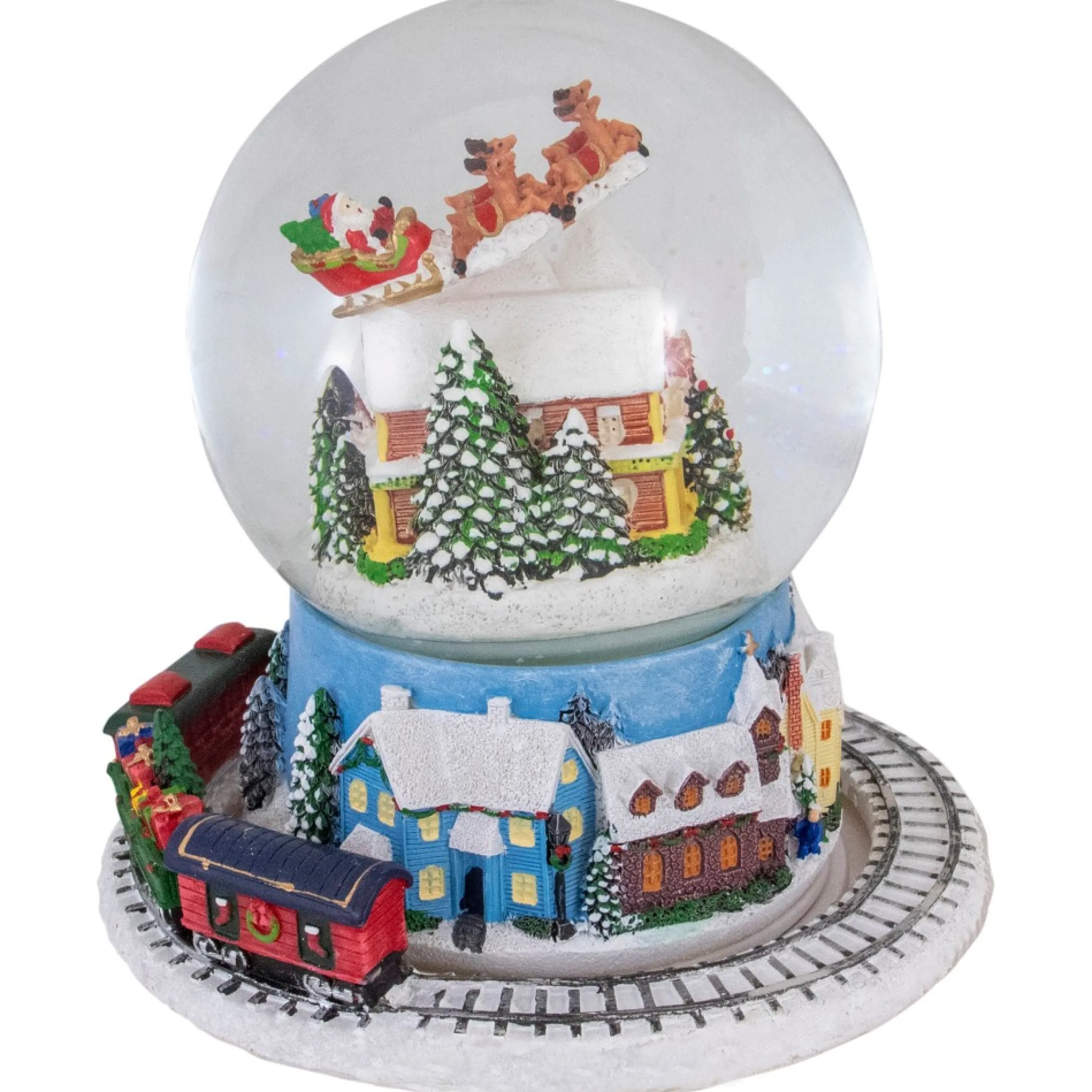 Snow Globes*Northlight 6.5" Revolving House With Santa And Train Musical Christmas Snow Globe