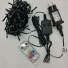 Hi-Line Gifts 100 Rgb Led Multi-Function Timed Christmas String Lights With Remote, 32.5Ft Black Wire