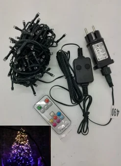 Hi-Line Gifts 100 Rgb Led Multi-Function Timed Christmas String Lights With Remote, 32.5Ft Black Wire