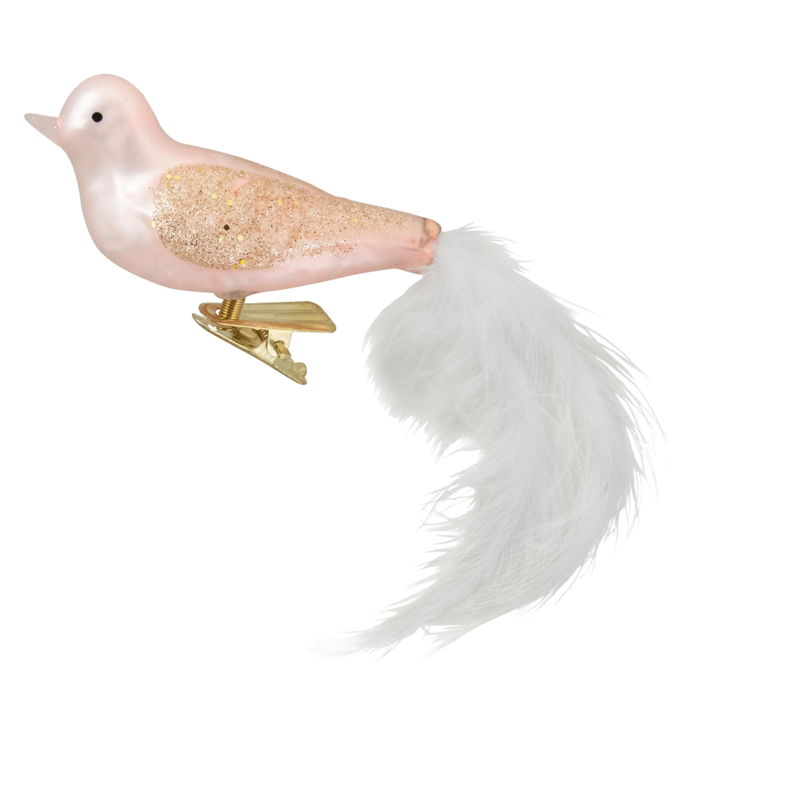 Northlight Animals>5.5" Rose Gold Bird With Feather Tail Glass Clip-On Christmas Ornament
