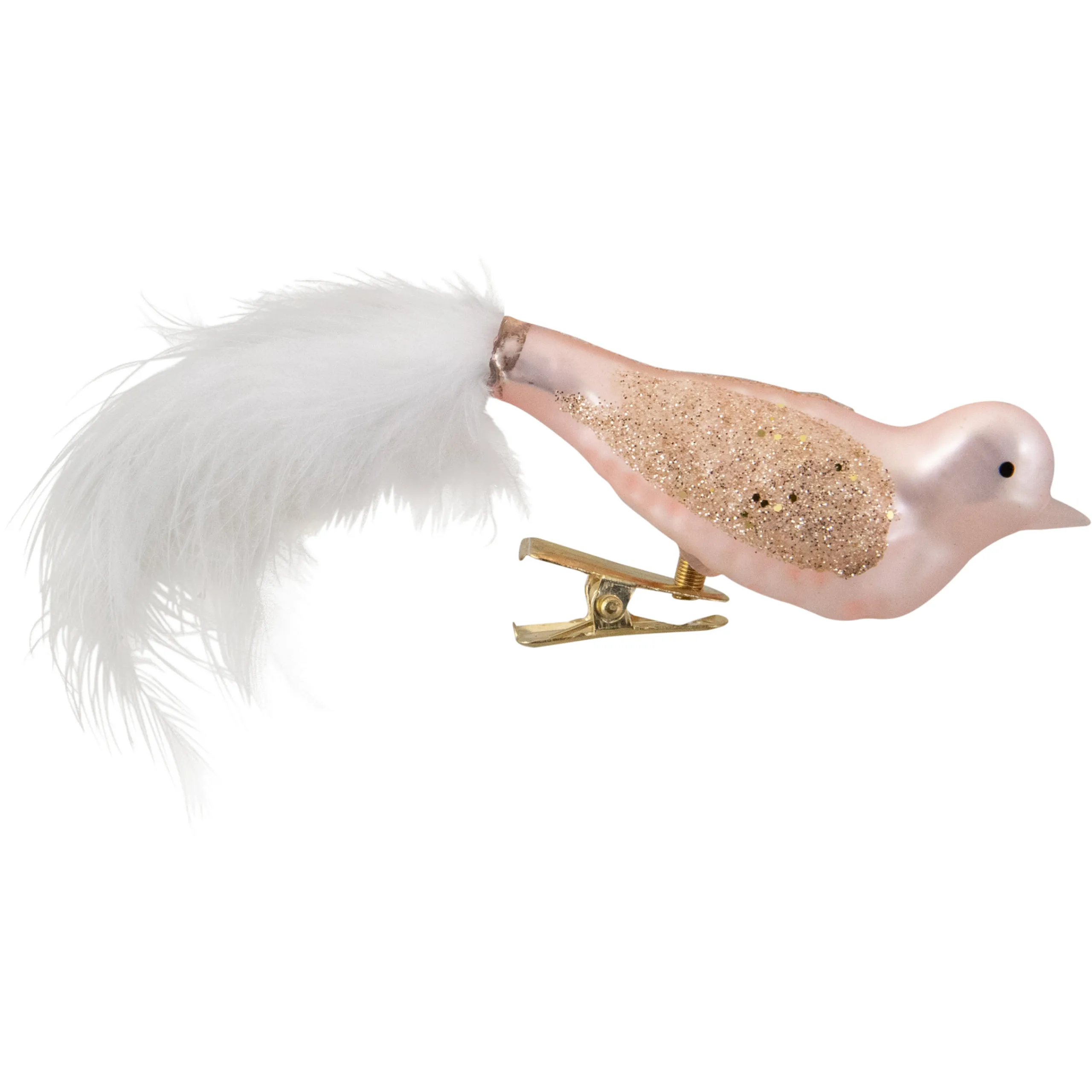 Northlight Animals>5.5" Rose Gold Bird With Feather Tail Glass Clip-On Christmas Ornament