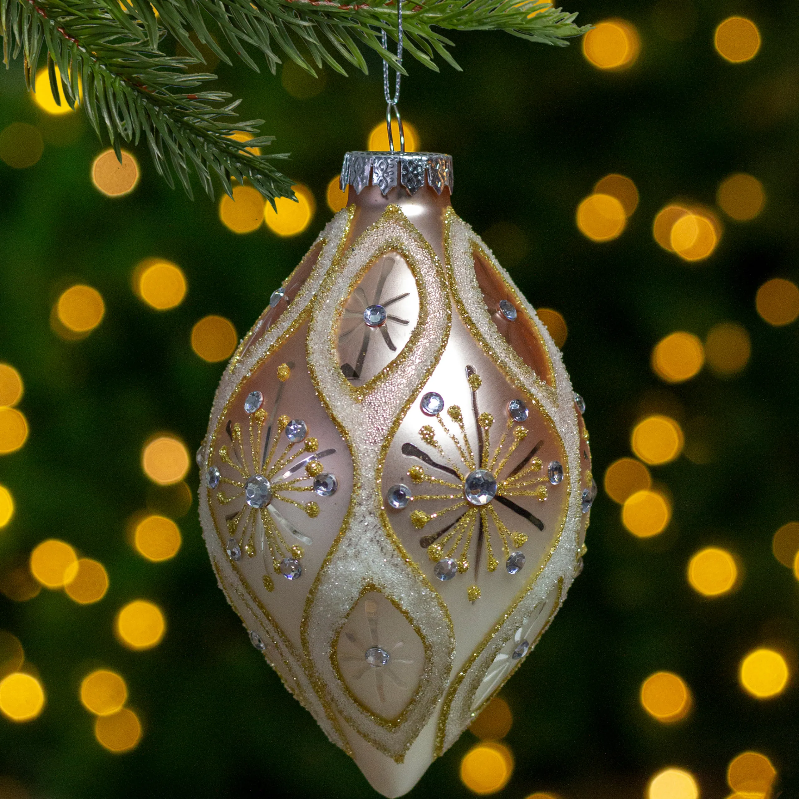 Northlight Pendants & Drops>5.25" Rose Gold Retro Ombre Glass Christmas Drop Ornament
