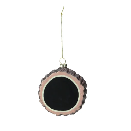 Melrose Woodland>3.5" Round Chalkboard Tree Stump Glass Christmas Ornament