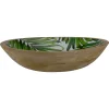Koopman International 12" Round Mango Wood Tropical Palm Leaf Design Serving Bowl