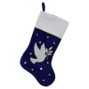 Stockings*Northlight 20.5" Royal Blue And White Velvet Dove With Olive Branch Christmas Stocking