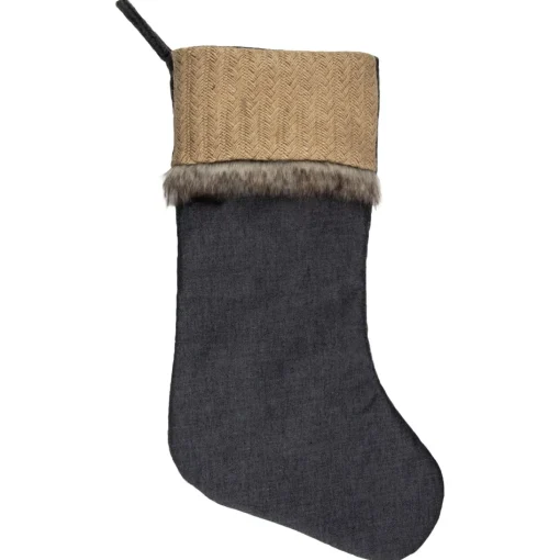 Stockings*Northlight 20" Rustic Burlap And Chambray Christmas Stocking