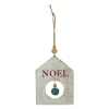 Northlight Inspirational>8" Rustic Wooden White "Noel" With Green Bell Christmas Ornament