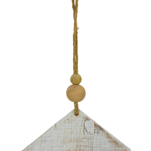 Northlight Inspirational>8" Rustic Wooden White "Noel" With Green Bell Christmas Ornament