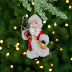 Northlight Santa Claus>6.25" Santa Claus With Christmas Tree Glass Ornament