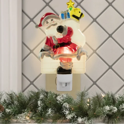 Northlight 6.25" Santa In Chimney Frosted Christmas Night Light