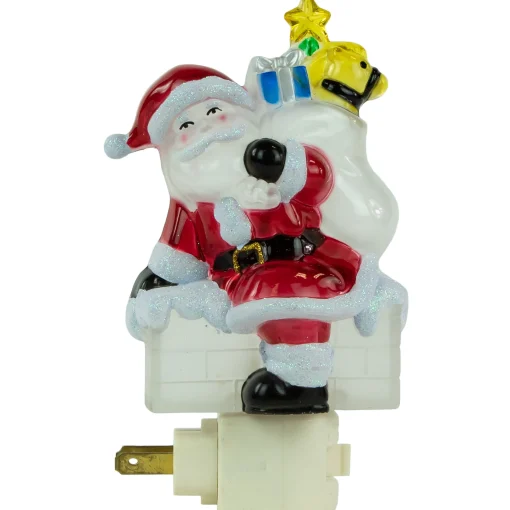 Northlight 6.25" Santa In Chimney Frosted Christmas Night Light