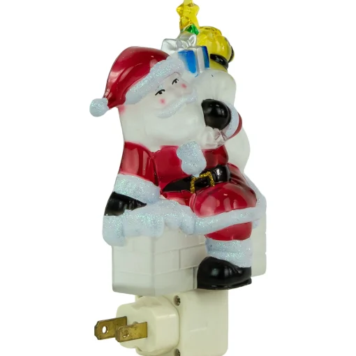 Northlight 6.25" Santa In Chimney Frosted Christmas Night Light