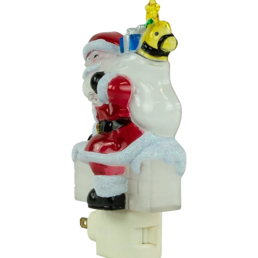 Northlight 6.25" Santa In Chimney Frosted Christmas Night Light