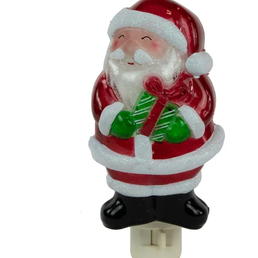 Northlight 6.75" Santa With Gift Frosted Christmas Night Light
