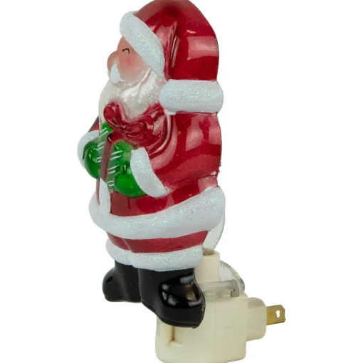 Northlight 6.75" Santa With Gift Frosted Christmas Night Light