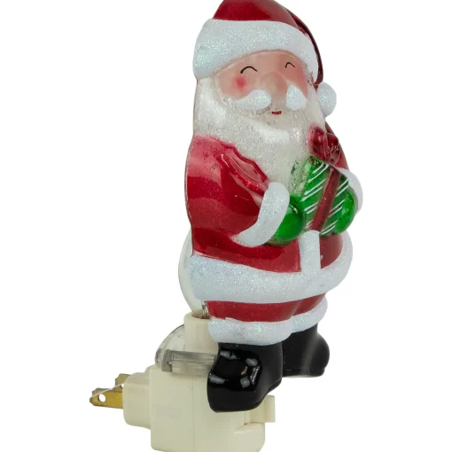Northlight 6.75" Santa With Gift Frosted Christmas Night Light