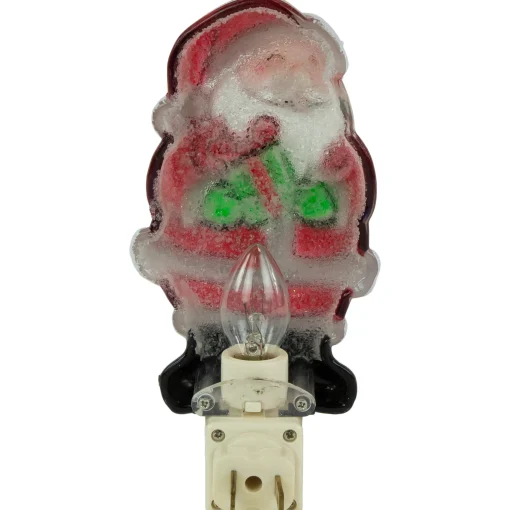 Northlight 6.75" Santa With Gift Frosted Christmas Night Light