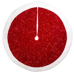 50 Inch And Larger*KSA 54" Sequins With White Border Christmas Tree Skirt