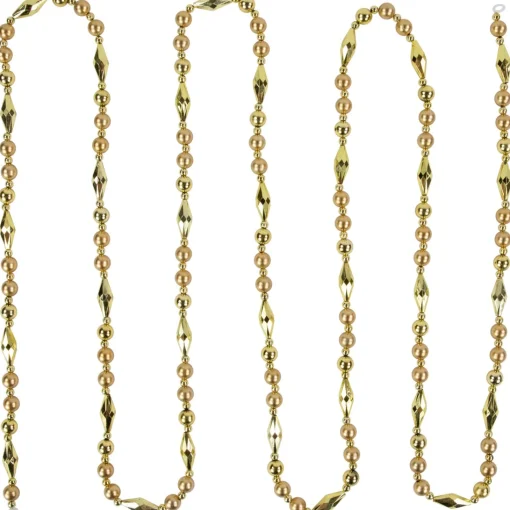 Beaded Garland*Northlight 9' Shiny And Matte Gold Beaded Christmas Garland, Unlit