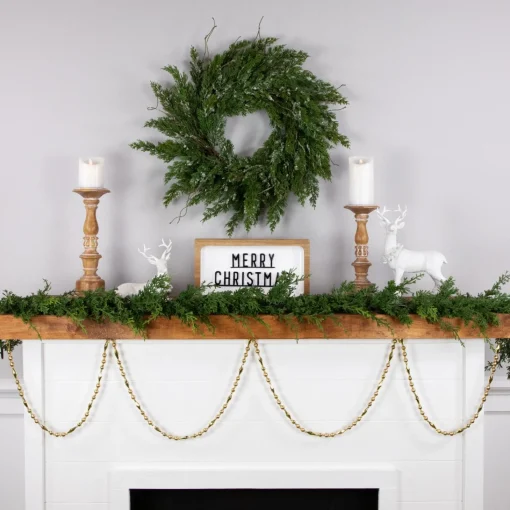 Beaded Garland*Northlight 9' Shiny And Matte Gold Beaded Christmas Garland, Unlit