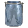 Candles & Holders*Northlight 6.25" Shiny Blue And Silver Winter Forest And Snowflake Christmas Flameless Candle Lantern