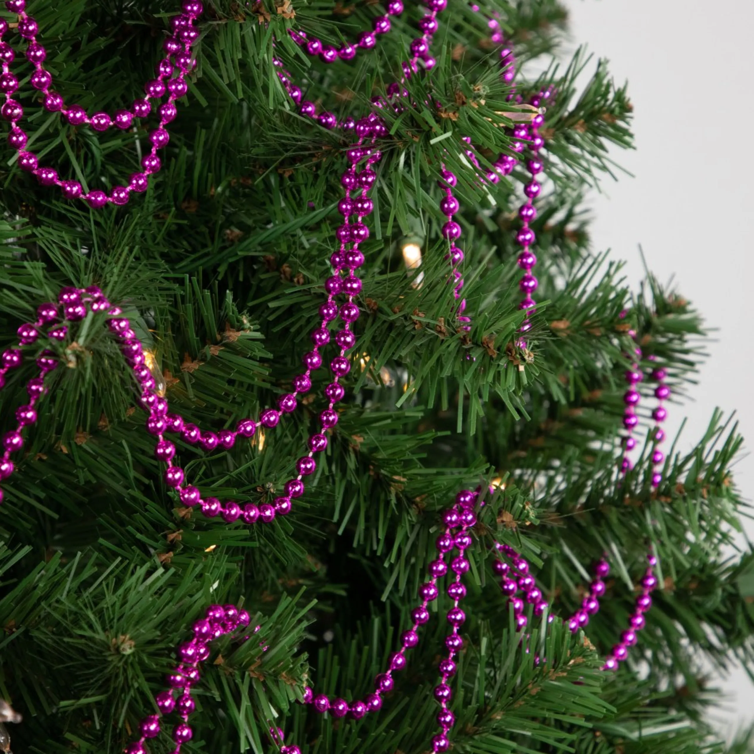 Unlit Garland*Northlight 15' Shiny Pink Beaded Christmas Garland, Unlit