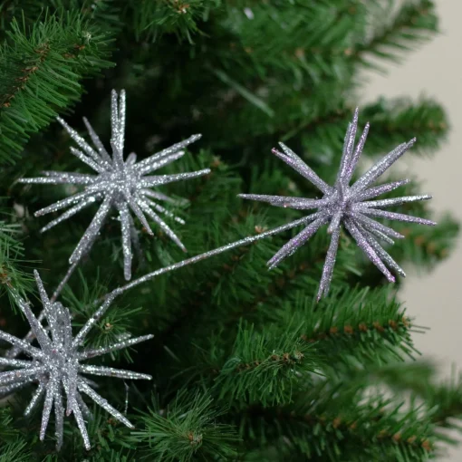 Sprays, Branches & Picks*Northlight 24" Shiny Silver Glitter Starburst Artificial Christmas Spray
